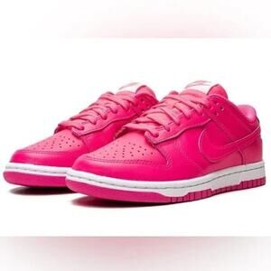 Nike Kid's Hot Pink White Dunk Low Hyper Lace Up Sneaker Shoes Size 5